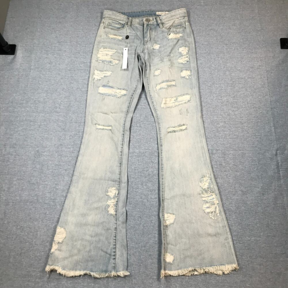 Blank NYC Women's 25 Cosmic Flare Blue Jeans Distressed Raw Hem Cotton NWT B